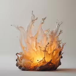 an artistic image of fire in the air with water on top