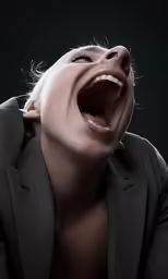 a woman with her mouth open and mouth wide open