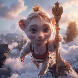 a 3d image of a fantasy creature with a large spear