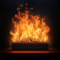 large flame flames spread over a wood table
