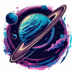 a saturn and saturn moon in space