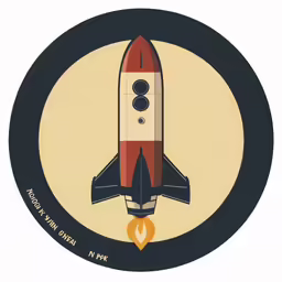 an image of a rocket ship that is red, white and black