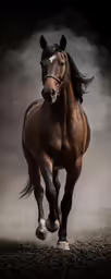 an artistic image of a horse on a sandy ground