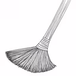 black and white illustration of a broom with stripes on it