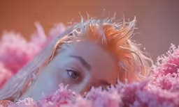a woman with blonde hair is staring at the camera