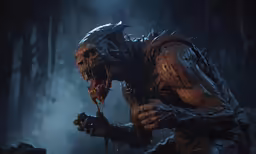 a creepy creature holding a small knife in front of it