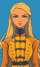 the blonde haired lady with large breast and long hair