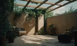 a room that has a table next to a couch in it