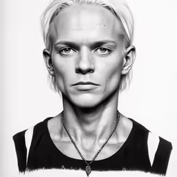 a person with a necklace and no shirt