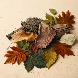 leaves of different colors lying on the ground