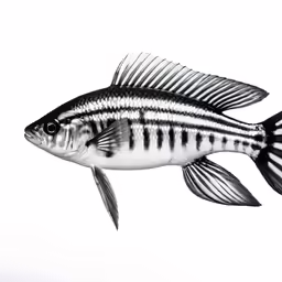 black and white fish on white background