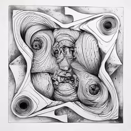 a piece of art with black lines and shapes