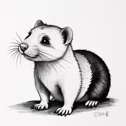 an ink drawing of a opp in white