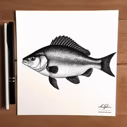 a pencil drawing of a fish