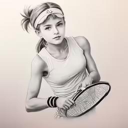 drawing of a girl holding a tennis racket