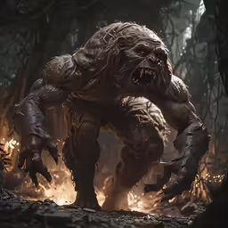 a huge furry monster standing in a forest