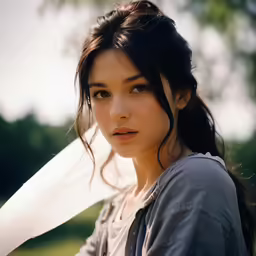 a young woman holding a baseball bat over her shoulder