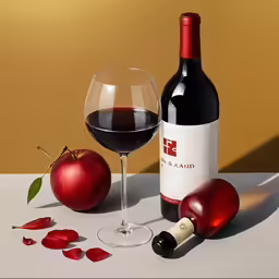 there is a bottle of wine next to a glass