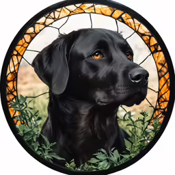 a picture of a black dog with yellow eyes