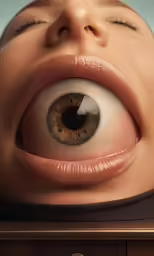 an eye that is opening and the bottom half has a brown circle inside it