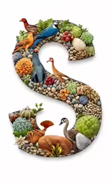 the letter s is made up of many different types of vegetables
