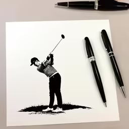 black and white photograph of a man playing golf