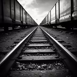 three rail cars lined up on the tracks