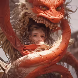 a dragon with a human like body and teeth