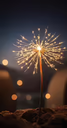 fireworks exploding in the sky, while the light hits