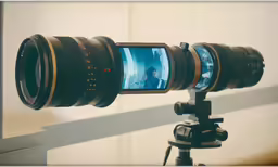 a camera and a video on a tripod