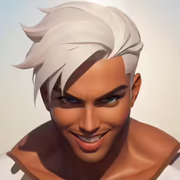 a man with white hair and wearing a shirt