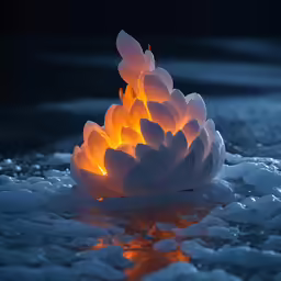 a glowing flower light up some ice