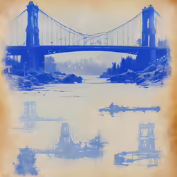 two photos of water and a bridge next to each other