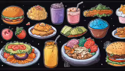an image of some food that are on plates,an image of food items in the form of images