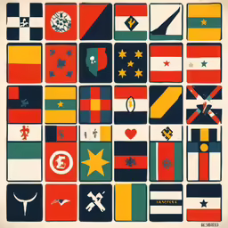 a very large colorful poster on white with many different things