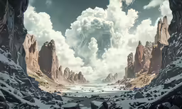the painting has multiple elements in it