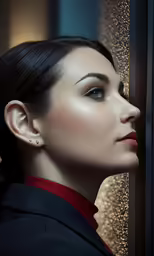 an advertisement of a woman that is very dark