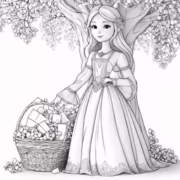 princess with basket of eggs under a tree