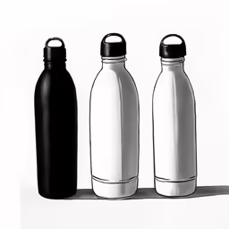 three different color options for a bottle are shown