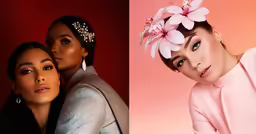 two models with flower hair combs