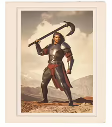 a painting of a male knight with an axellos