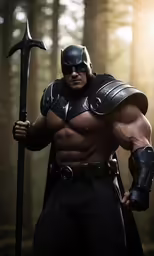 a man in a costume holding a hammer
