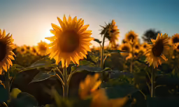a sunflower in a field is shining brightly