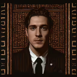 a young man is posing for the camera with a background