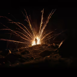 firework show being performed in dark sky