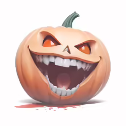 an animated pumpkin with its mouth open and teeth missing