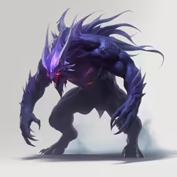 a giant demonic creature standing in the fog