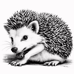 a pencil drawing of a hedgehog smiling
