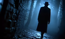 a man standing in the middle of a forest