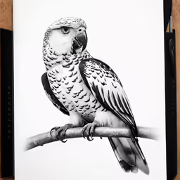 an illustration of an african bird perched on a branch